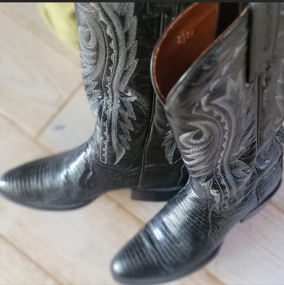 Dan Post Winston Lizard Western boots black leather mens 8.5 - Picture 7 of 8